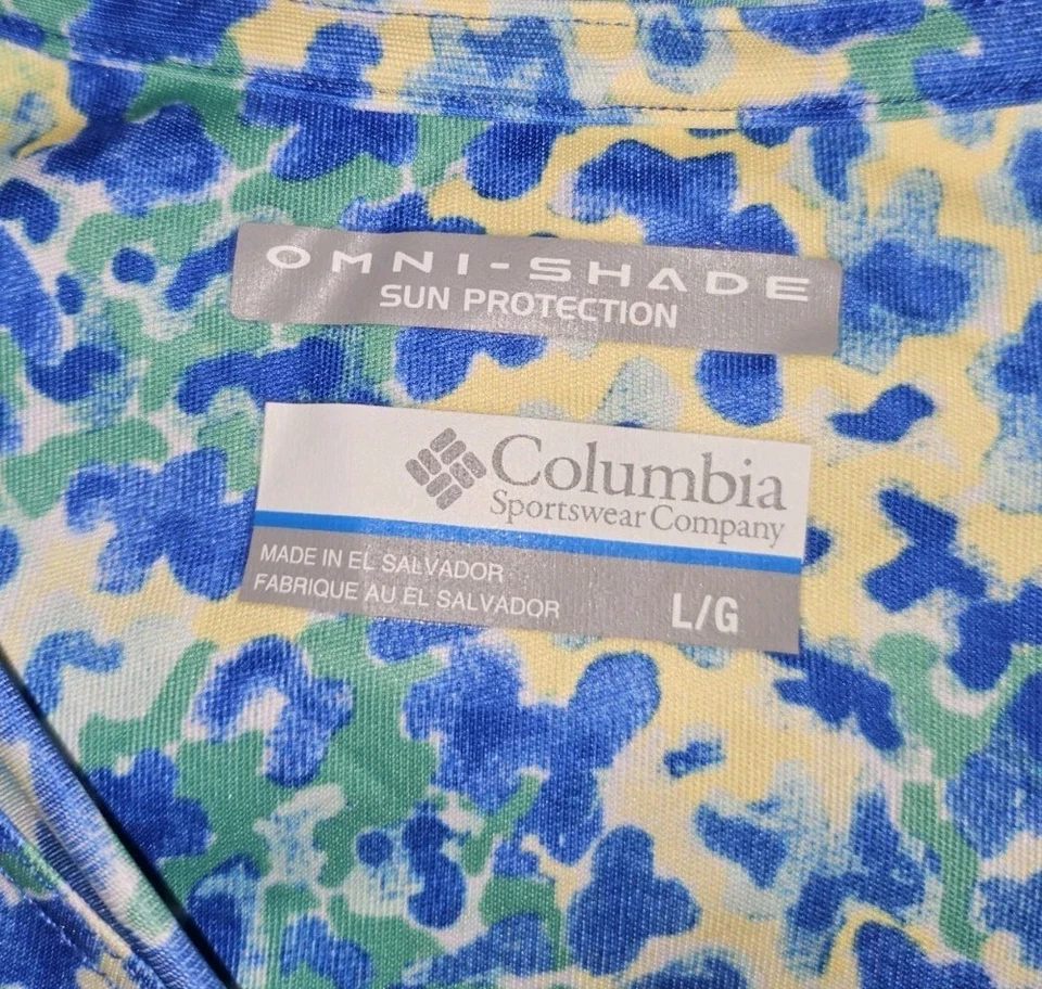 Camisa de pesca Columbia para mujer grande azul y verde abstracta omni-sombra UPF50+ PFG Foto 4 de 4