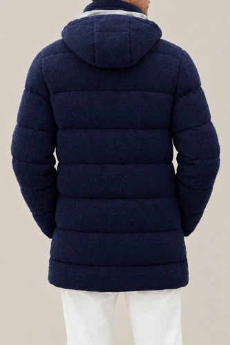BRUNELLO CUCINELLI MEN'S DARK BLUE WOOL PADDED HOODED JACKET MSRP $9370 (52) image 2