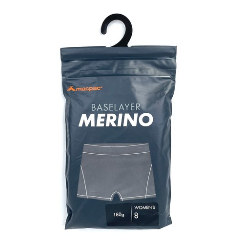 Macpac Womens Merino Baselayer 180 Boxer Black Underwear Size 8