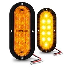 2pc 6 Oval Amber Led Surface Mount Trailer Park Turn Tail Lights Waterproof Dot