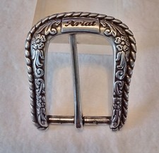 Silver Tone Ariat Western Belt Buckle With Flower Motif