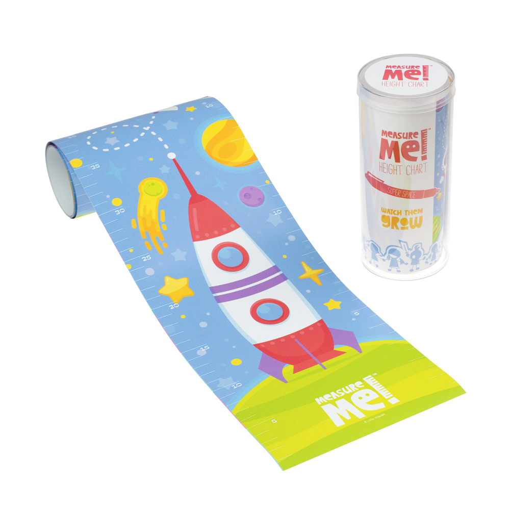 Measure Me! Super Space - Children's Roll-Up Growth Height Chart Boys Rocket
