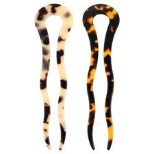 2PCS Wavy U-shaped Hairpins Acetate Bun Hair Sticks Chignon U-shaped Hairpins