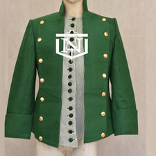 New Handmade 18th Century Men's Green Wool Jacket & Cotton Vest  Quick Shipping
