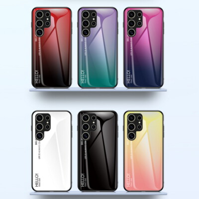 For Samsung S25 S24 Ultra S23 S22 S21 Plus Tempered Glass Hybrid Slim Case Cover