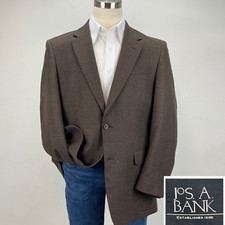 Jos A Bank Sport Coat Mens 42L Brown Herringbone Wool Blazer Suit Jacket Casual