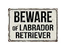 357VS Beware Of Labrador Retriever 8  x 12  Vintage Aluminum Retro Metal Sign