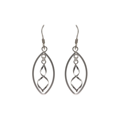 NEU 925 massiv Sterling Silber Spirale Ohrhänger & Schäferhaken 