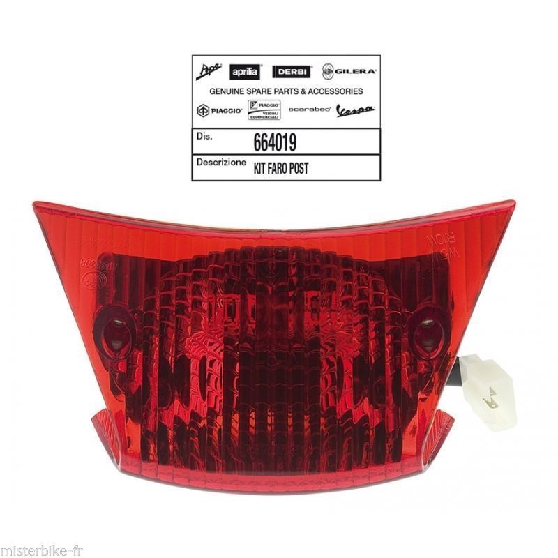 Feu arrière Piaggio Zip 50 2T d'origine EOM 664019 bloc optique plastique ABS