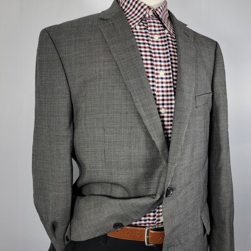 Marc Anthony Men's Sport Coat Blazer Two Button Black Gray Checked Wool 46R - Picture 8 of 16