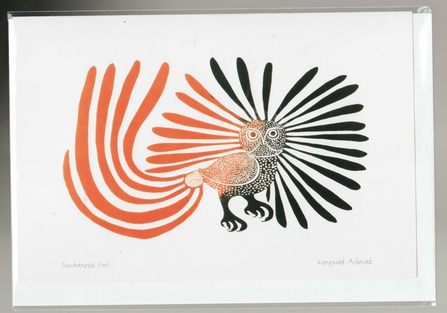 AUTUMNAL OWL 11/" x 14/" Matted art print by Kenojuak Ashevak  POD1284