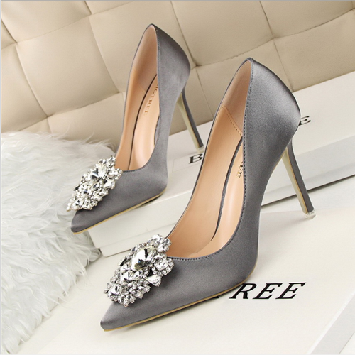 New Ladies Bridal Shoes Rhinestones Satin Fabric High Heels Party Pumps UK  Size | eBay