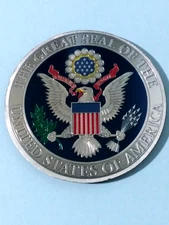 UNITED STATES Great Seal of America Red Blue Silver Eagle Disc Magnet Fridge