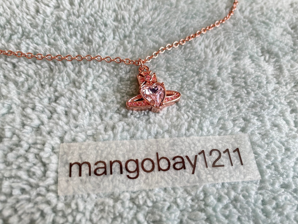 Vivienne Westwood Rose Gold Ariella Pink Heart Crystal Orb Pendant