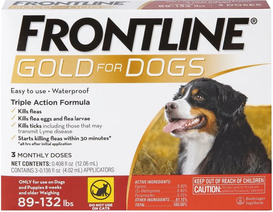 Frontline Plus Gold Dogs 89-132 lbs | 100% Genuine US EPA Approve !!! | 6 doses