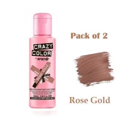 2 x Crazy Color Semi Permanent Haarfarbe Rosegold - 100ml (2er Pack)