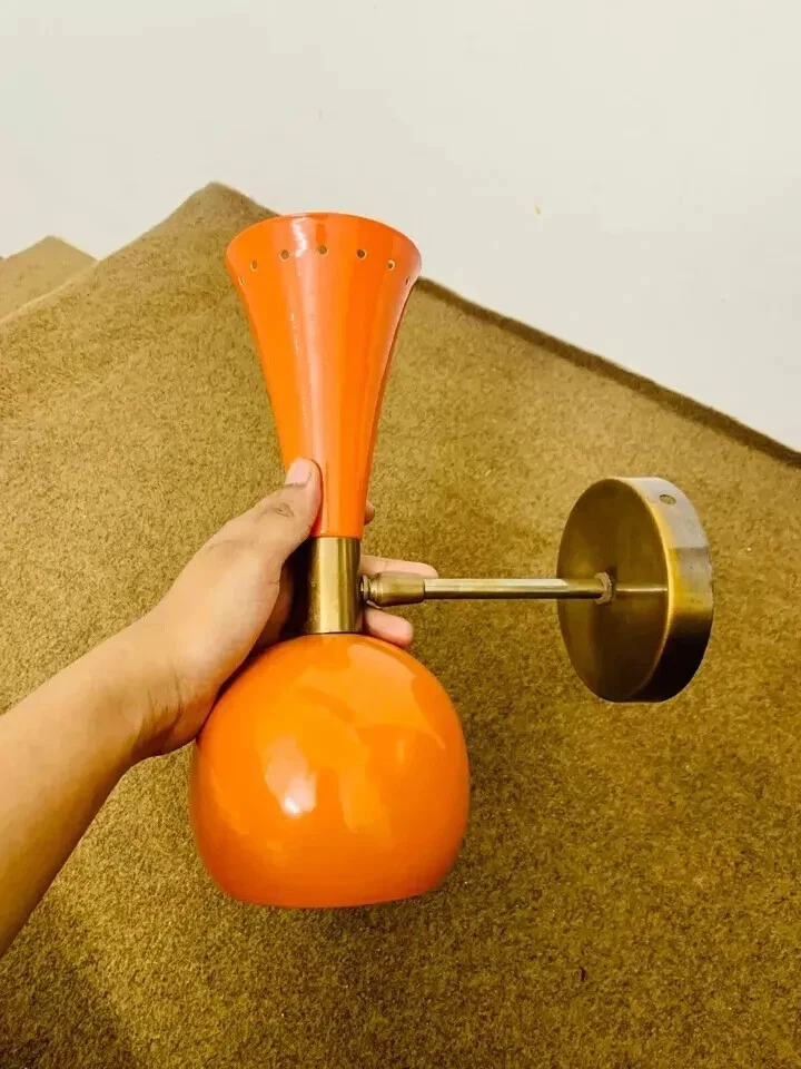 Aplique de pared tradicional naranja brillante aplique lámparas de pared italiano Stilnovo Foto 2 de 4