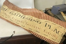 Primitive Hand Stitched Tea Stained Rectangle Pillow Decorative Handmade Family