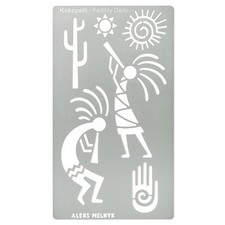 Aleks Melnyk No.434 Metal Stencil, Kokopelli Fertility Deity, Petroglyph Designs