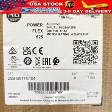 Allen-Bradley 25B-B017N104 PowerFlex 525 AC Drive 240VAC 5HP US Free Tax