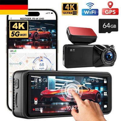 4K Dashcam Pro 2.0 mit 4K Vorne Hinten 5.8GHz WiFi GPS mit Parküberwachung+64GB