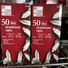2 New Home Accents 50 Mini Lights Clear Indoor Outdoor 10ft 2in Light each