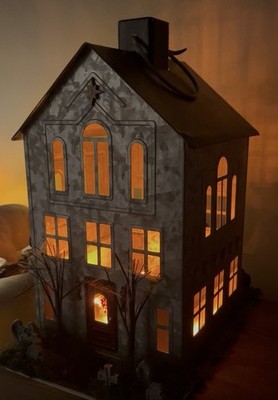 Metal indoors Haunted House Halloween Decor with Spider and fairy lights