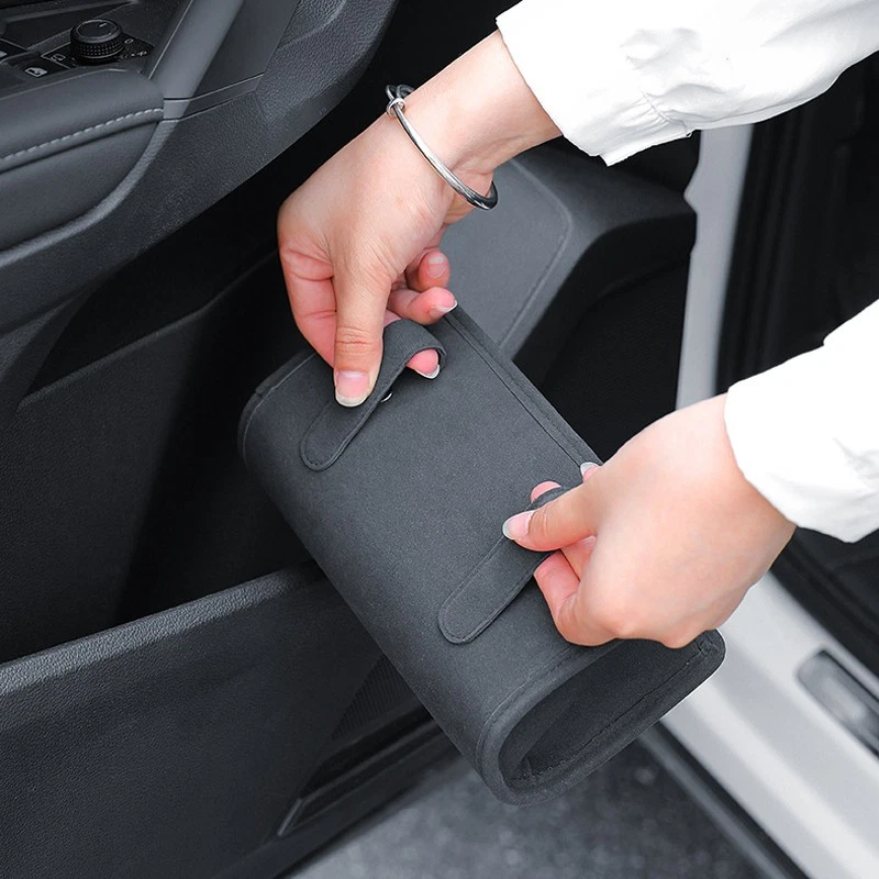 Brown PU Leather Car Door Side Pocket Storage Box Organizer Trash Can For Jaguar Foto 4 de 4