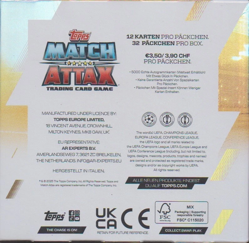 Topps Match Attax Trading Card Game Saison 2025/26 Display mit 32 Boostern - Bild 2 von 2