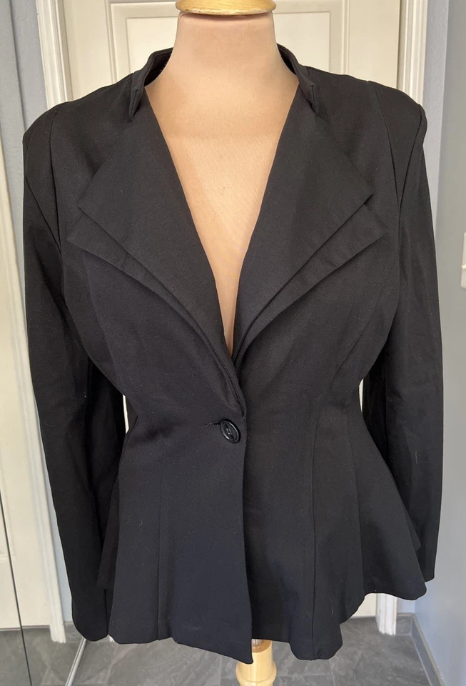 Blazer Hybrid Company feminino lapela entalhe duplo preto tamanho XL carreira clássico - Imagem 2 de 4