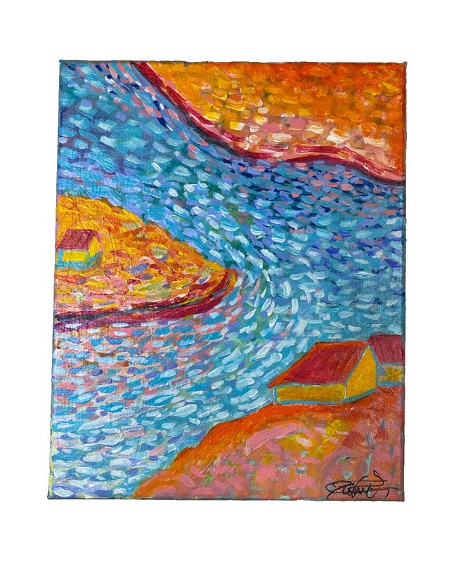 Summer Islands, 8x10”, Acrylic/Canvas, Handmade,Signed, COA
