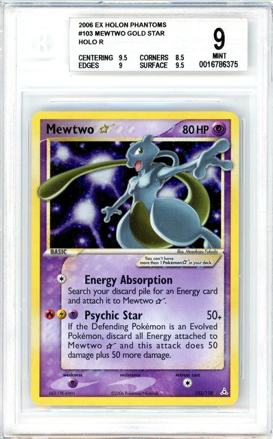 Pokemon Mewtwo Gold Star #103 EX Holon Phantoms BGS 9 Mint