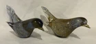 2 Vintage Murano Style Art Glass Birds Gold Fleck Blue Tint Glass 6" x 3.5"