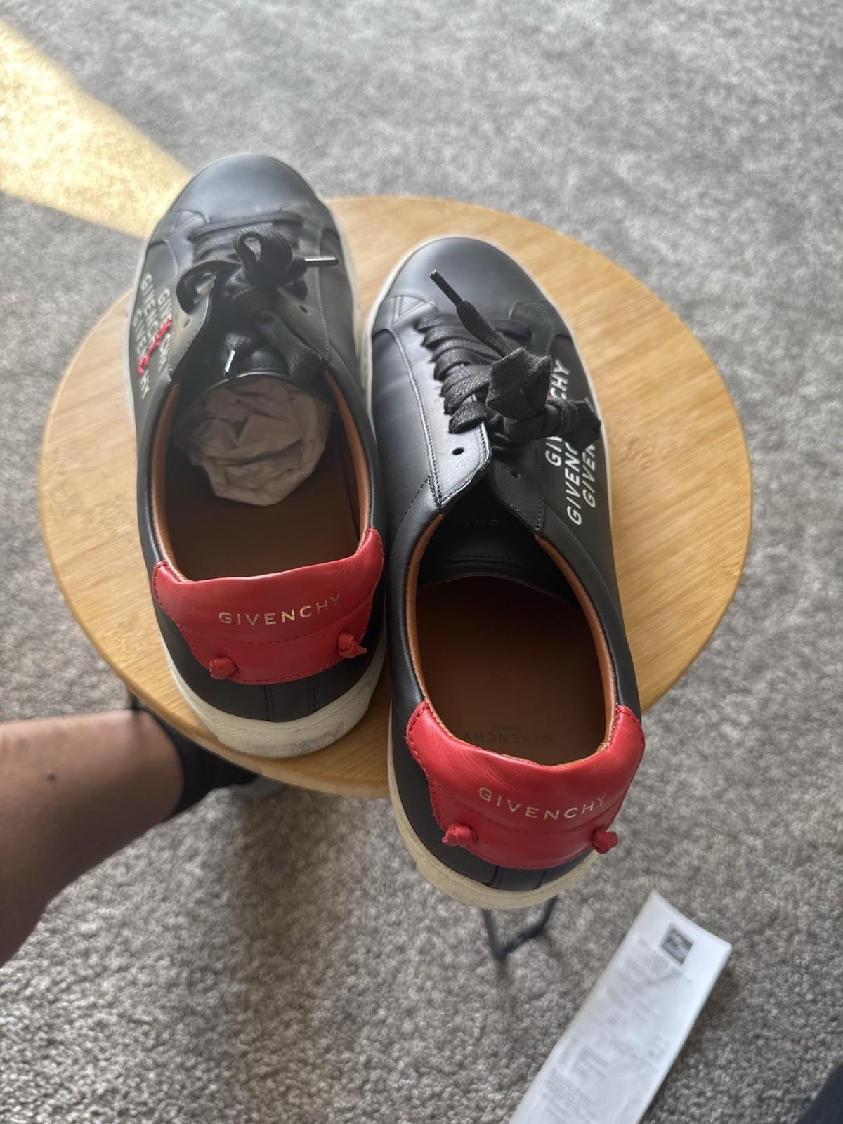 Givenchy Men's Black Red White Logo Leather Lace Up Sneakers thumbnail 4