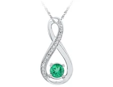 1/2 Carat (ctw) Created Emerald Pendant Necklace Sterling Silver