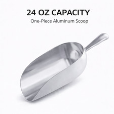 24 oz One-Piece Aluminum Scoop Ice Candy Flour Popcorn Utility Scoop Silver