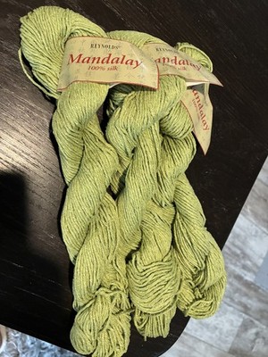 Reynolds Mandalay 100% Silk Yarn 50g-Italy- Lot of 3 Green 