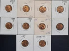 1950-1958 P,D,S, Wheat Cents, Lot Of 10, AU/BU, RED