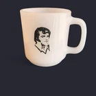 Vintage 70s Glasbake Elvis Milk Glass Coffee Mug Elvis Presley