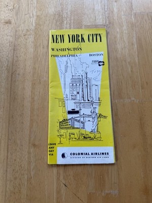 Vintage 1956 Colonial Airlines New York City Washington DC Travel Brochure