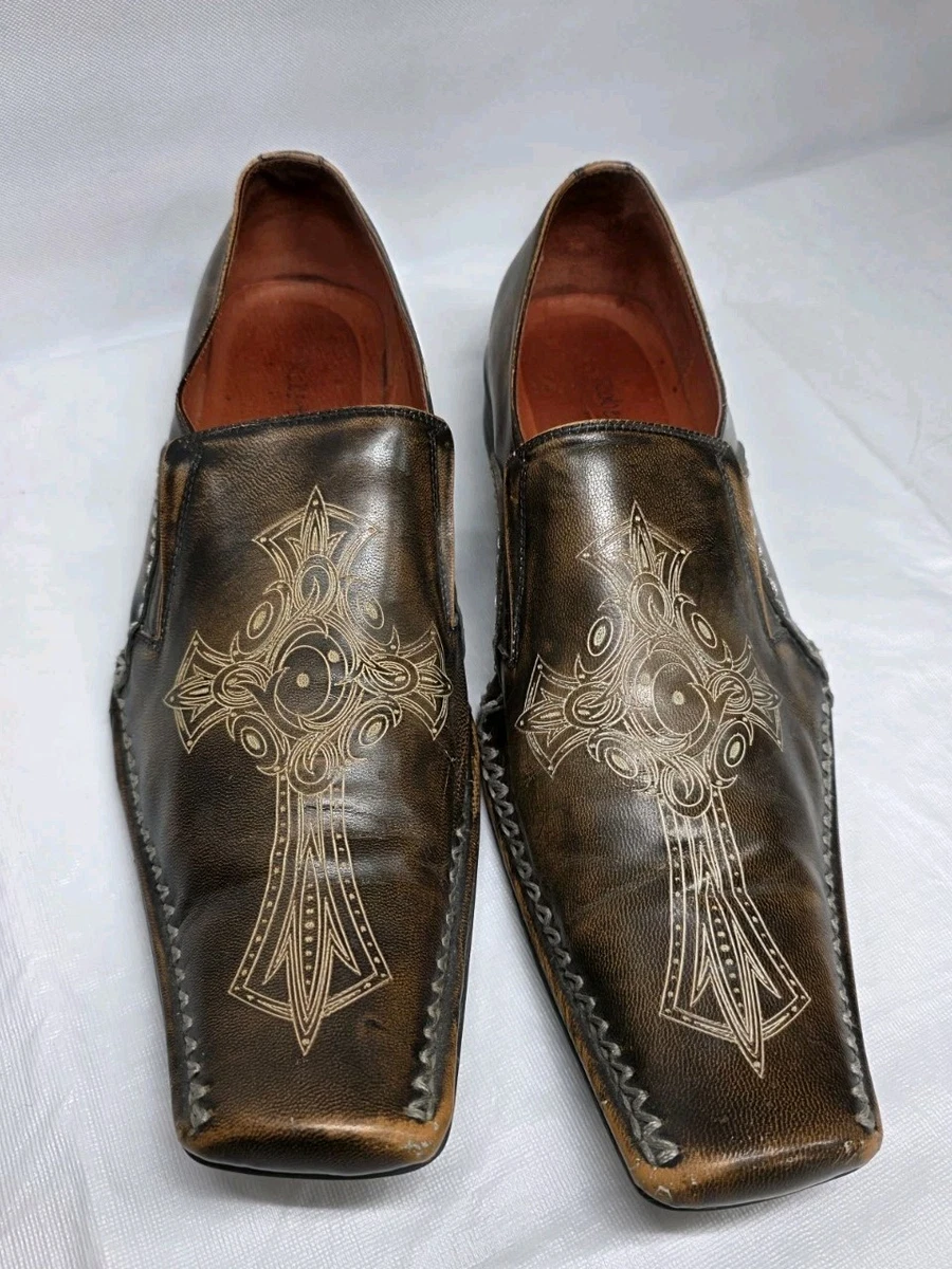 Robert Wayne Men’s Brown Distressed  Leather Loafers Size 13 Robert Wayne Footwear Loafer Brown Casual Shoes for Men for  main image 4