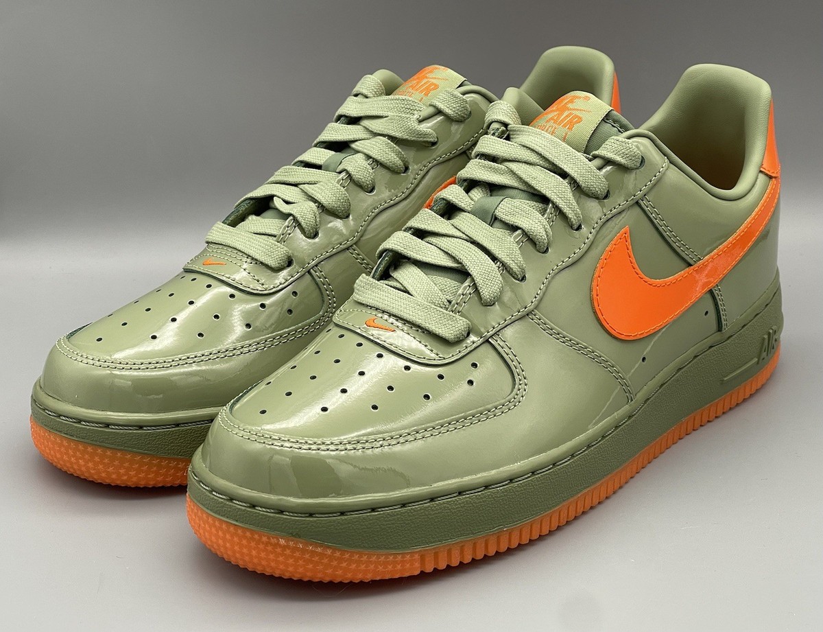 Nike Air Force '07 Premium Low Oil Green Safety Orange HJ9118-386 Men Sz  NEW