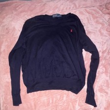 Polo Ralph Lauren Men's Navy V-Neck Knit Pullover Sweater Size L