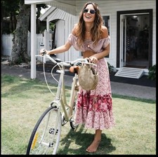 Spell & The Gypsy Winona Berry Midi Skirt Size Medium M Floral Boho Midi