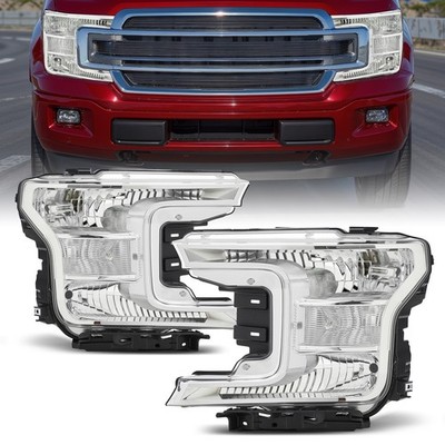 LH+RH Headlights Replacement for 2018-2020 Ford F150 Trucks Halogen Chrome Clear