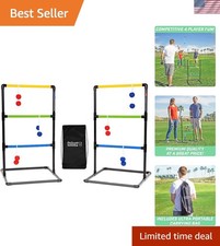 Ladder Toss Indoor  Outdoor Game Set with 6 Soft Rubber Bolo Balls and Trave...