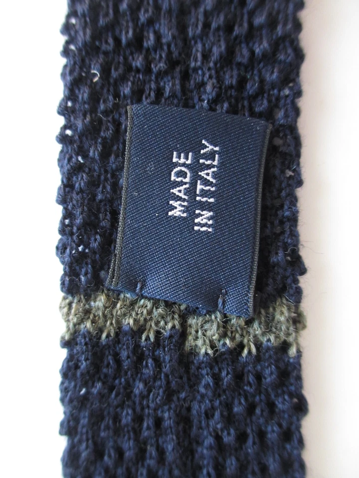 🔥$95 NUEVO CON ETIQUETAS POLO RALPH LAUREN HECHO EN ITALIA Corbata Cuadrada Tejido a Rayas Lana Cuello OS Foto 4 de 4