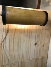 VINTAGE MCM HEADBOARD LAMP BROWN WOOD-GRAINED METAL Bed Reading Lamp WORKS