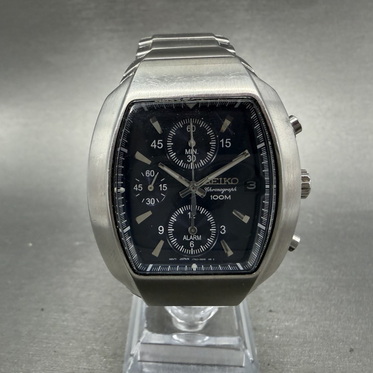 Seiko Chronograph Watch Men 36mm Blue Dial Silver Date 7T62-0DJ0