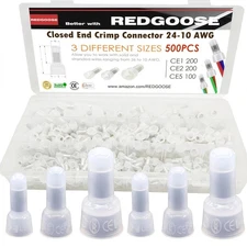 500PCS Closed End Crimp Connector 26-12 AWG Nylon Wire Connectors Cap... 